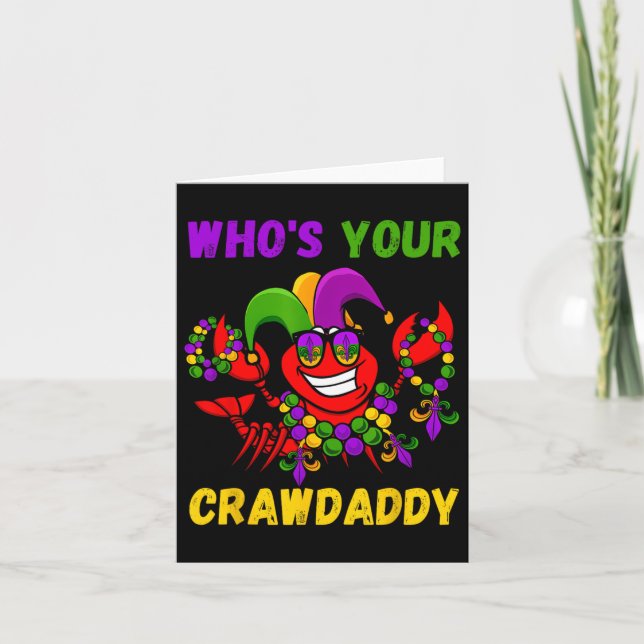 Who's Your Crawdaddy Crawfish Jester Beads Funny M Card (Front)