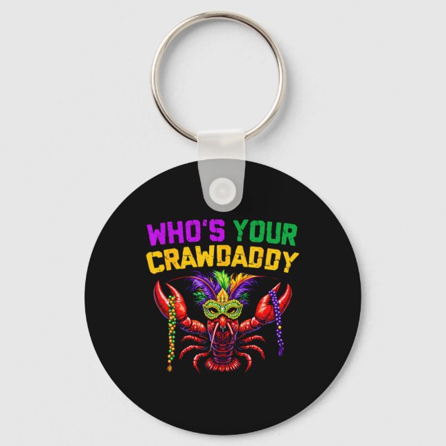 Who's Your Crawdaddy Crawfish Jester Beads Funny M Key Ring (Front)
