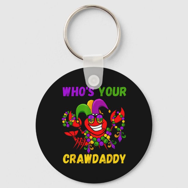 Who's Your Crawdaddy Crawfish Jester Beads Funny M Key Ring (Front)