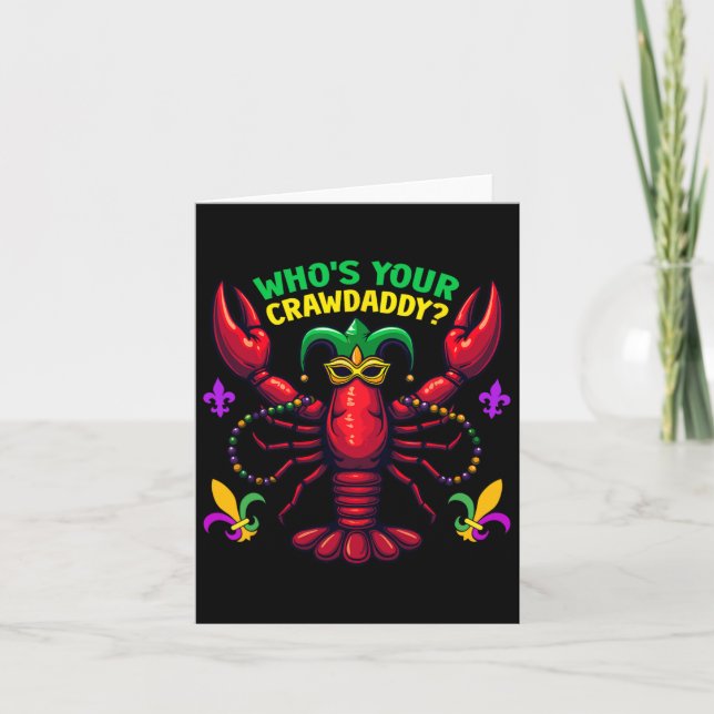 Whos Your Crawdaddy Crawfish Jester Beads Funny Ma Card (Front)