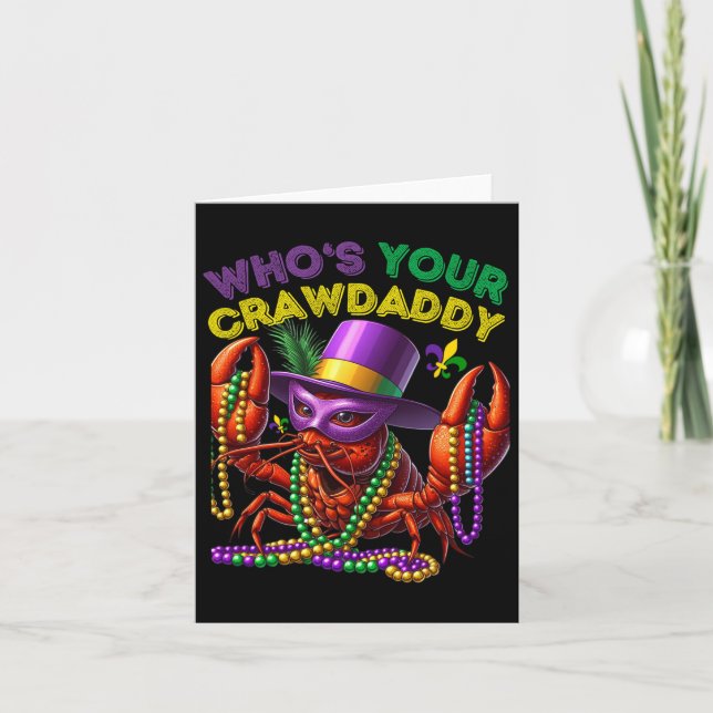 Whos Your Crawdaddy Crawfish Jester Beads Funny Ma Card (Front)