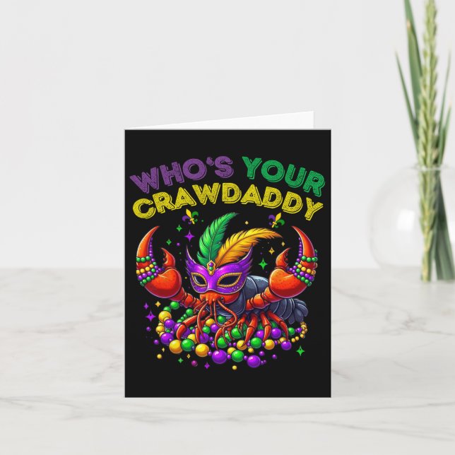 Whos Your Crawdaddy Crawfish Jester Beads Funny Ma Card (Front)
