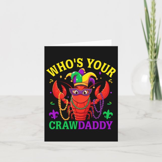 Whos Your Crawdaddy Crawfish Jester Beads Funny Ma Card (Front)