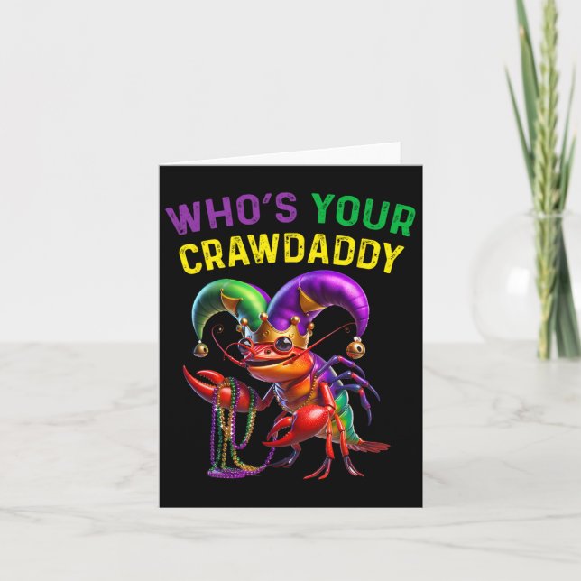 Whos Your Crawdaddy Crawfish Jester Beads Funny Ma Card (Front)