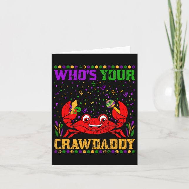 Whos Your Crawdaddy Jester Crawfish Beads Mardi Gr Card (Front)