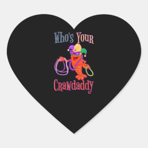 Whos Your Crawdaddy Mardi Gras Crawfish Beads Mask Heart Sticker