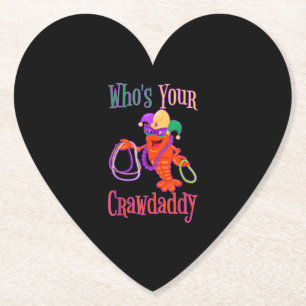 Whos Your Crawdaddy Mardi Gras Crawfish Beads Mask Paper Coaster