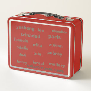 Whose Name Is It ? MMETROPOLIM REDSTAINLESS COLOR  Metal Lunch Box