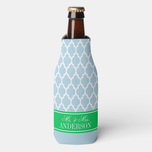 Wht Moroccan #4 CB Emerald Name Wedding Bottle Cooler (Bottle Front)