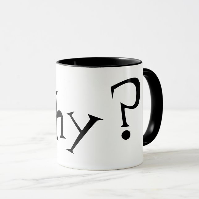 Why Big Question Mark Design Black and White Mug (Front Right)