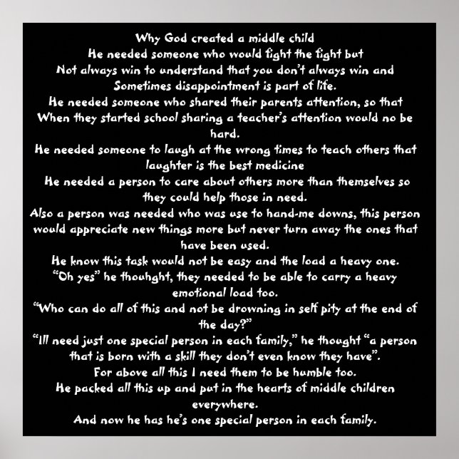 Why God created a middle child Poster (Front)
