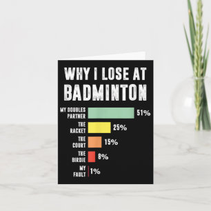 Why I Lose At Badminton, Funny Badminton Player Card