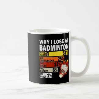 Why I Lose At Badminton Funny My Fault Coffee Mug