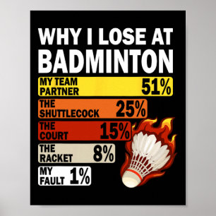 Why I Lose At Badminton Funny My Fault Poster