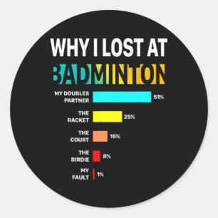 Why I Lose At Badminton Funny Reason Play Shuttle Classic Round Sticker