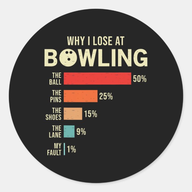 Why I Lose At Bowling Funny Bowler  Classic Round Sticker (Front)