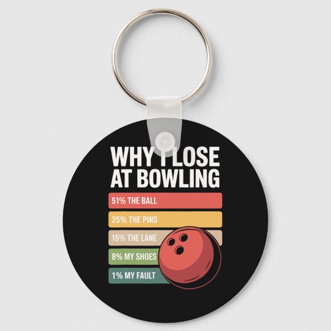 Why I Lose At Bowling Funny Bowler Excuses  Key Ring (Front)