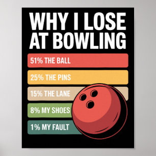 Why I Lose At Bowling Funny Bowler Excuses  Poster
