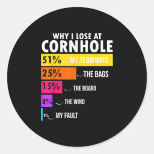 Why I Lose At Cornhole Bean Bag Cornhole Lover Classic Round Sticker