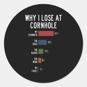 Why I Lose At Cornhole Classic Round Sticker