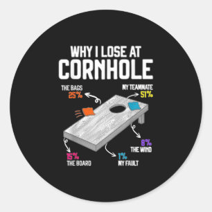 Why I Lose at Cornhole Humor Toss Like a Boss Classic Round Sticker
