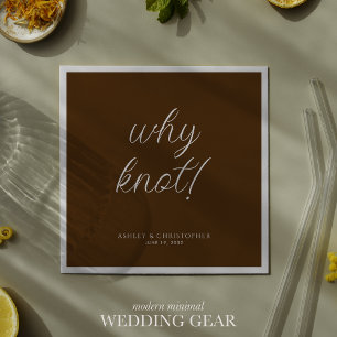 Why knot! Minimal Typographic Brown Cocktail Napkin