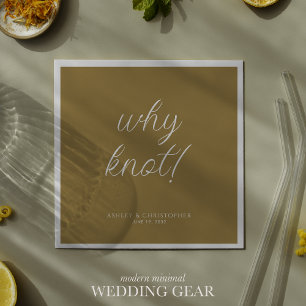Why knot! Minimal Typographic Gold Cocktail Napkin