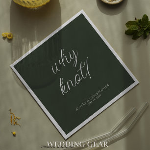Why knot! Minimal Typographic Moss Green Cocktail Napkin