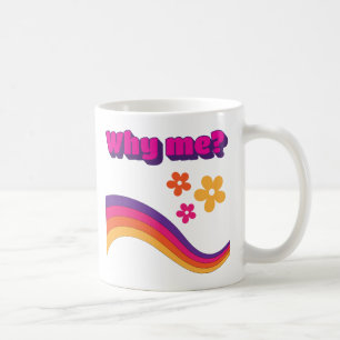 why me quote colourful lines flowers bold letters coffee mug