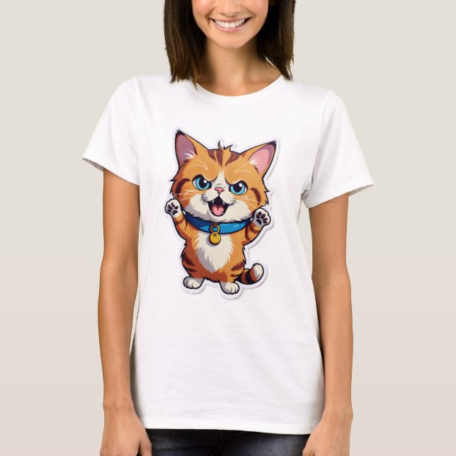 Why So Silent? – Confused Cat Sticker T-Shirt (Front)