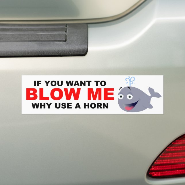 WHY USE A HORN T O BLOW ME? BUMPER STICKER (On Car)