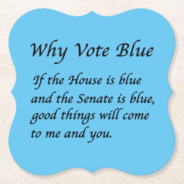 Why Vote Blue in 2024 Paper Coaster (Front)