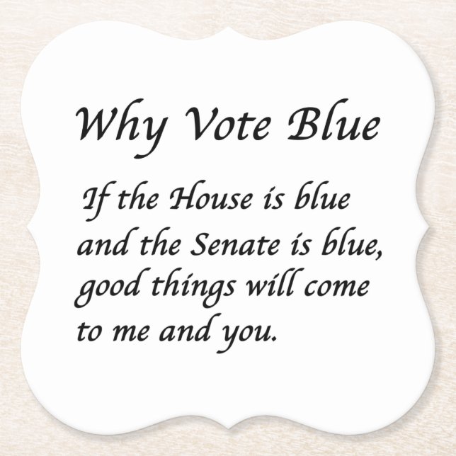 Why Vote Blue in 2024 Paper Coaster (Front)
