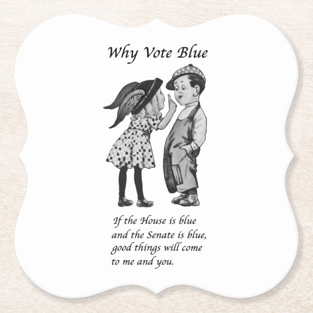 Why Vote Blue in 2026 Paper Coaster (Front)