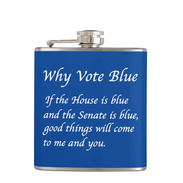 Why Vote Totally Blue in 2028 Hip Flask (Front)