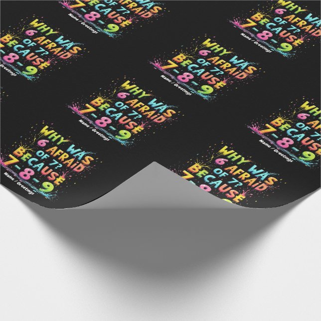 Why Was 6 Afraid of 7 The Meaning Behind "7-8-9"  Wrapping Paper (Corner)