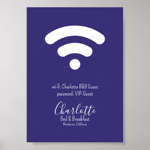 Wi-Fi Access Modern Simple Purple White Poster