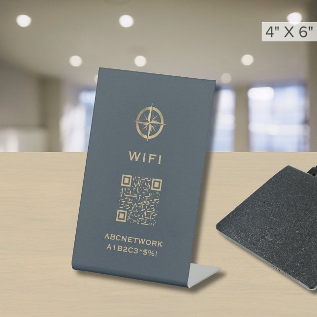 Wi-Fi Access QR Code Logo Grey Pedestal Sign (Creator Uploaded)