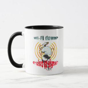 Wi-Fi down? Brains or signal? Wi-Fi down Mug