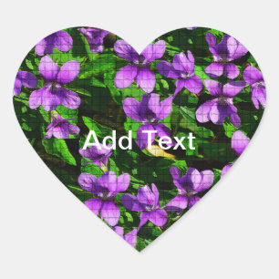WI State Flower Wood Violet Mosaic Heart Sticker
