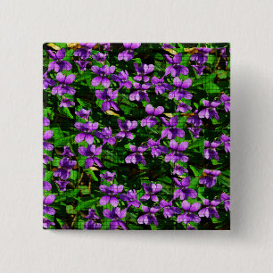 WI State Flower Wood Violet Mosaic Pattern 15 Cm Square Badge