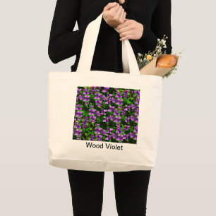WI State Flower Wood Violet Mosaic Pattern Large Tote Bag