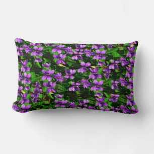 WI State Flower Wood Violet Mosaic Pattern Lumbar Cushion