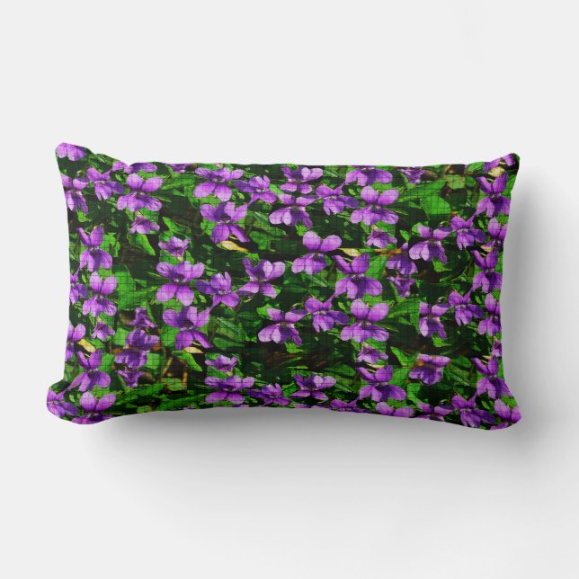 WI State Flower Wood Violet Mosaic Pattern Lumbar Cushion (Front)