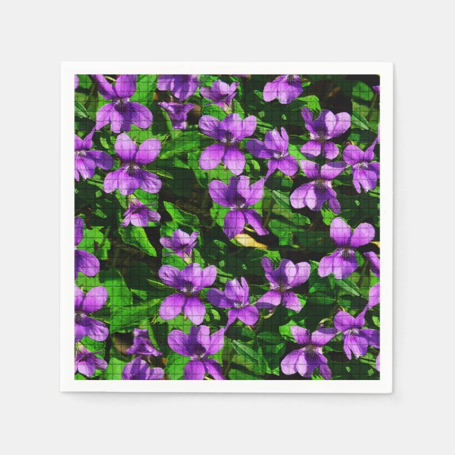 WI State Flower Wood Violet Mosaic Pattern Napkin (Front)