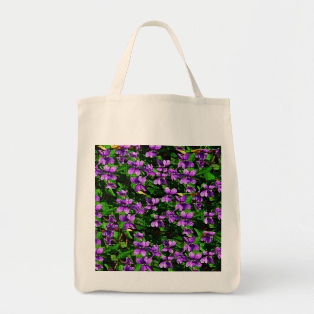 WI State Flower Wood Violet Mosaic Tote Bag (Front)