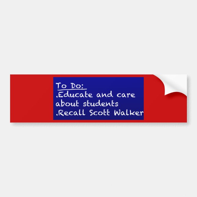 WI Teacher To Do List Bumper Sticker (Front)
