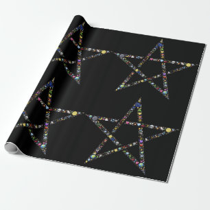 wicca pentagram wrapping paper