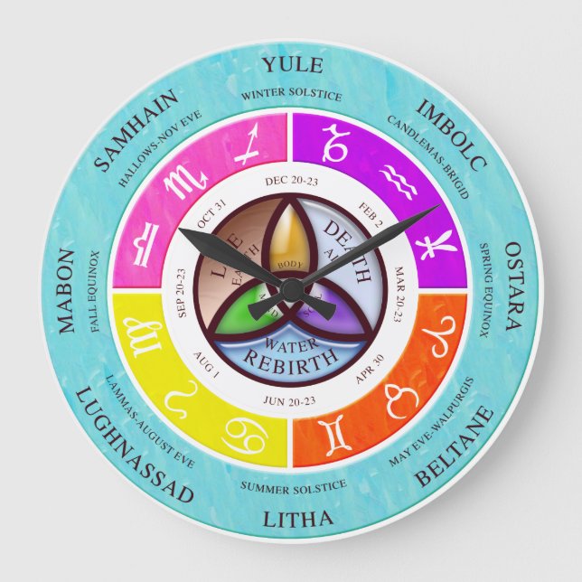 wicca wheel of the year clock full colour wiccan (Front)