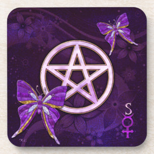 Wiccan Amethyst Jewelled Butterfly Art Coaster